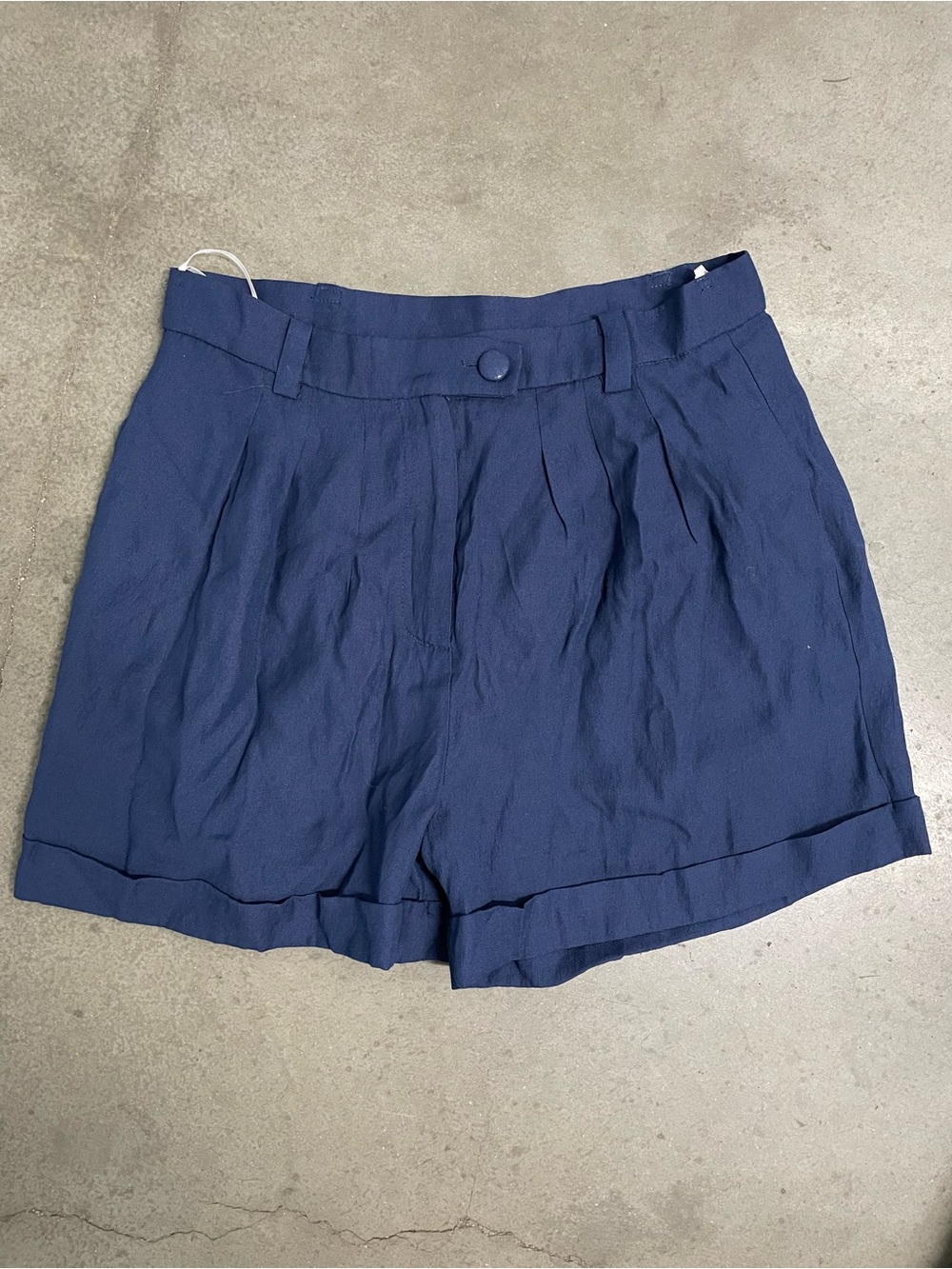 Lulu's Navy High-Waist Pleated Shorts